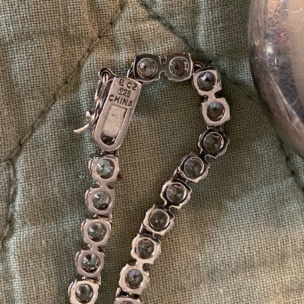 Sterling CZ Tennis Necklace w/ Huge Sterling Heart Pendant - Picture 14 of 17